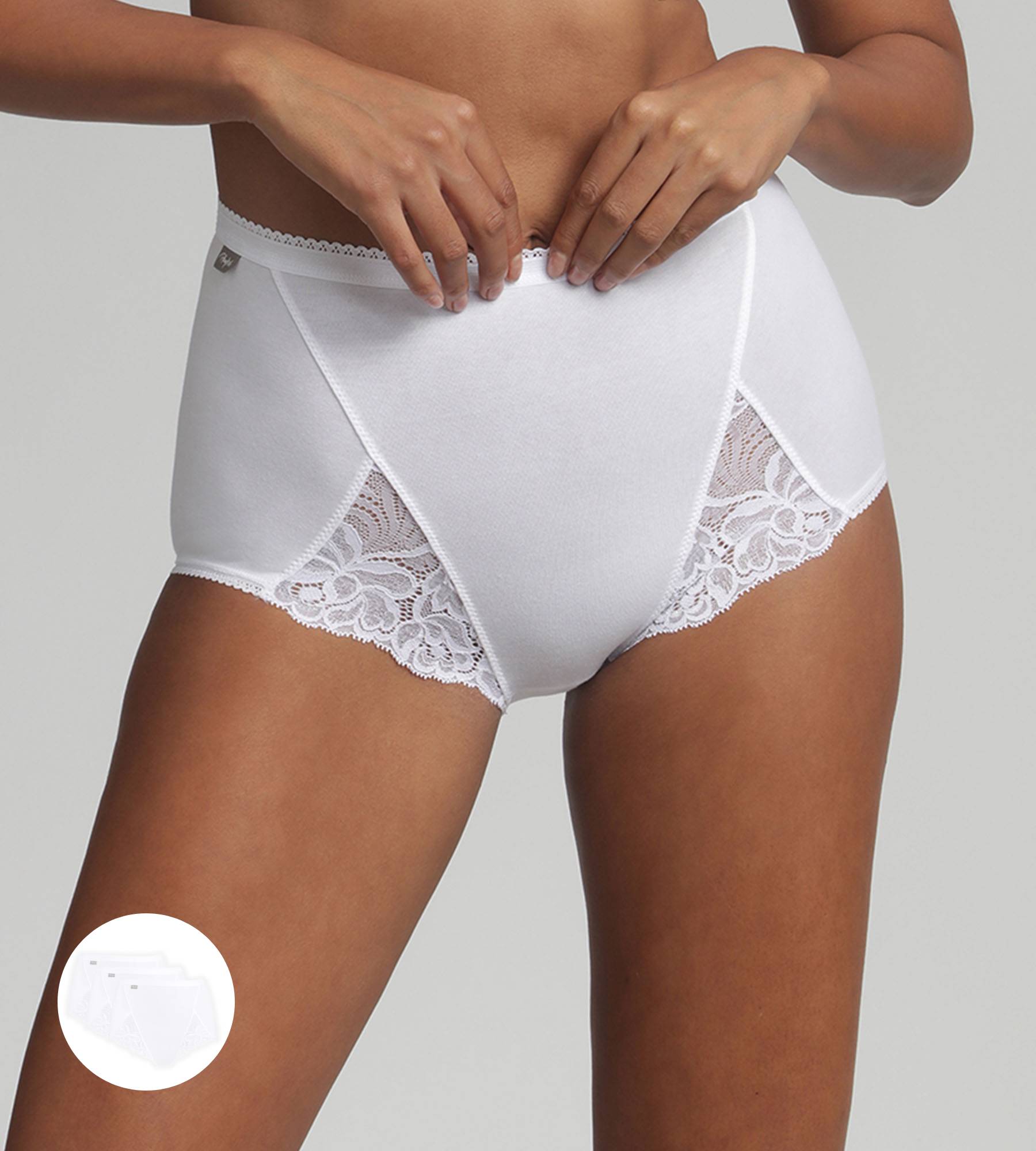 Playtex® Pack of 3 full knickers in white Cotton & Lace