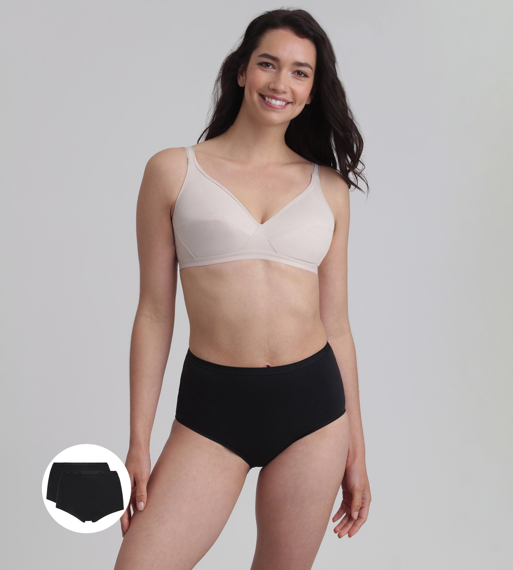 Playtex® Pack of 2 full knickers in black Organic Cotton