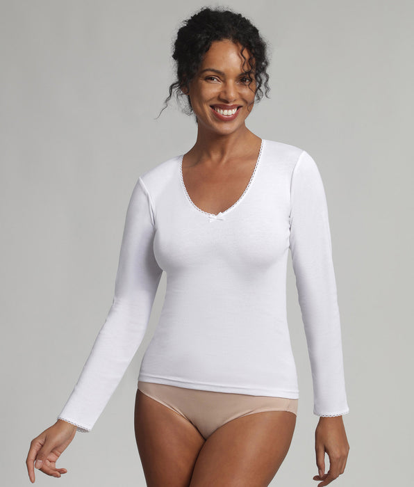 Playtex® Long-sleeved t-shirt in white Thermal Classic