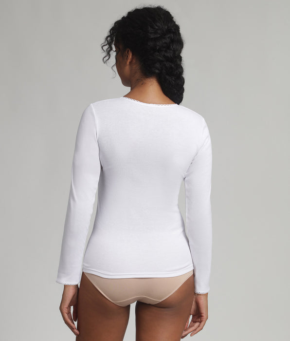 Playtex® Long-sleeved t-shirt in white Thermal Classic