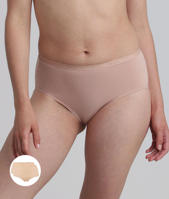 Playtex® Pack of 2 midi knickers in beige Organic Cotton