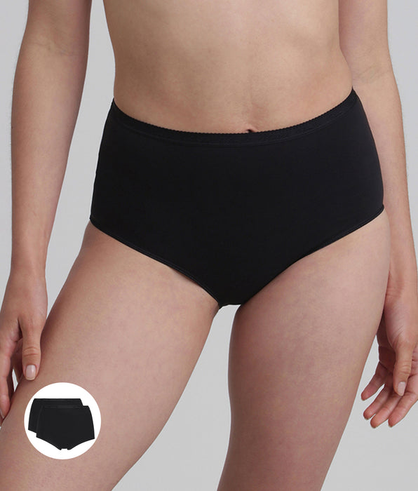 Playtex® Pack of 2 full knickers in black Organic Cotton