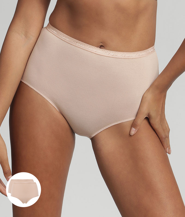 Playtex® Pack of 2 full knickers in beige Organic Cotton