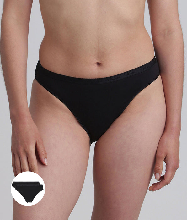 Playtex® Pack of 2 high leg knickers in black Organic Cotton