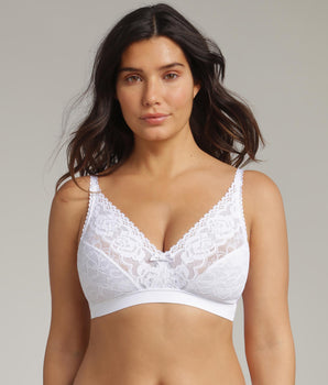 Non-wired bra in white Flower Elegance Recycled