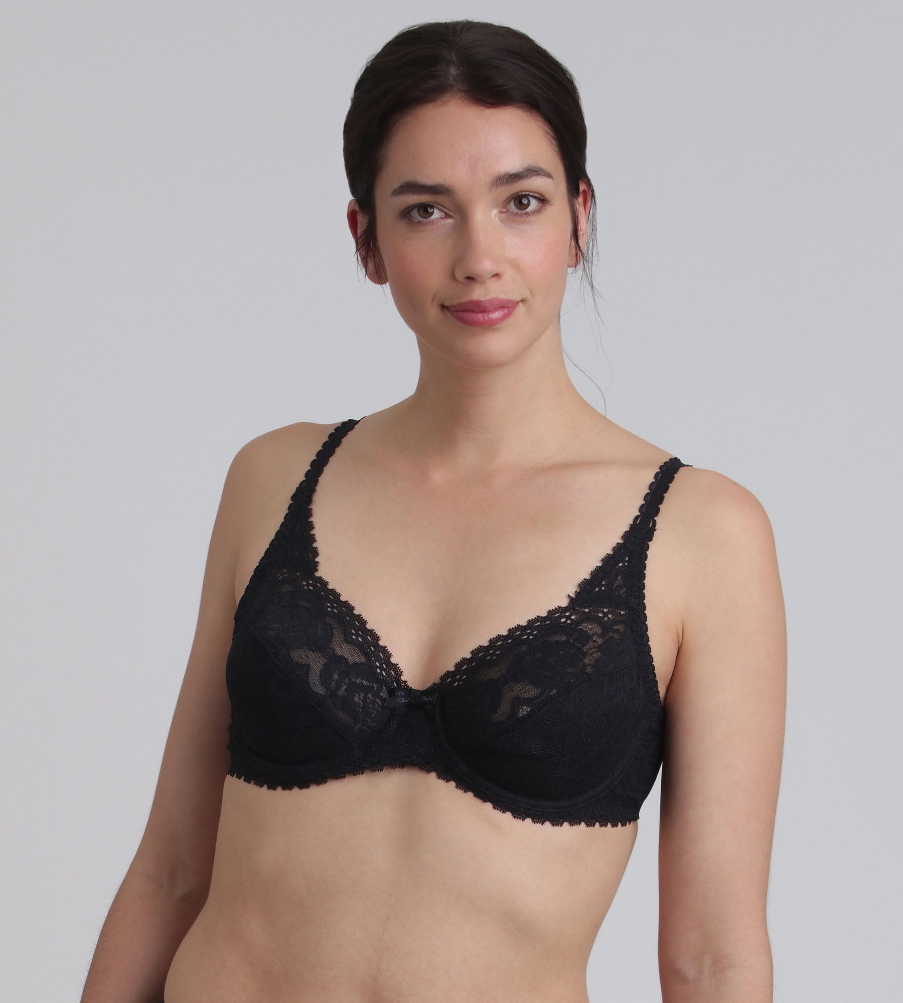 Underwired bra in black Flower Elegance Recycled