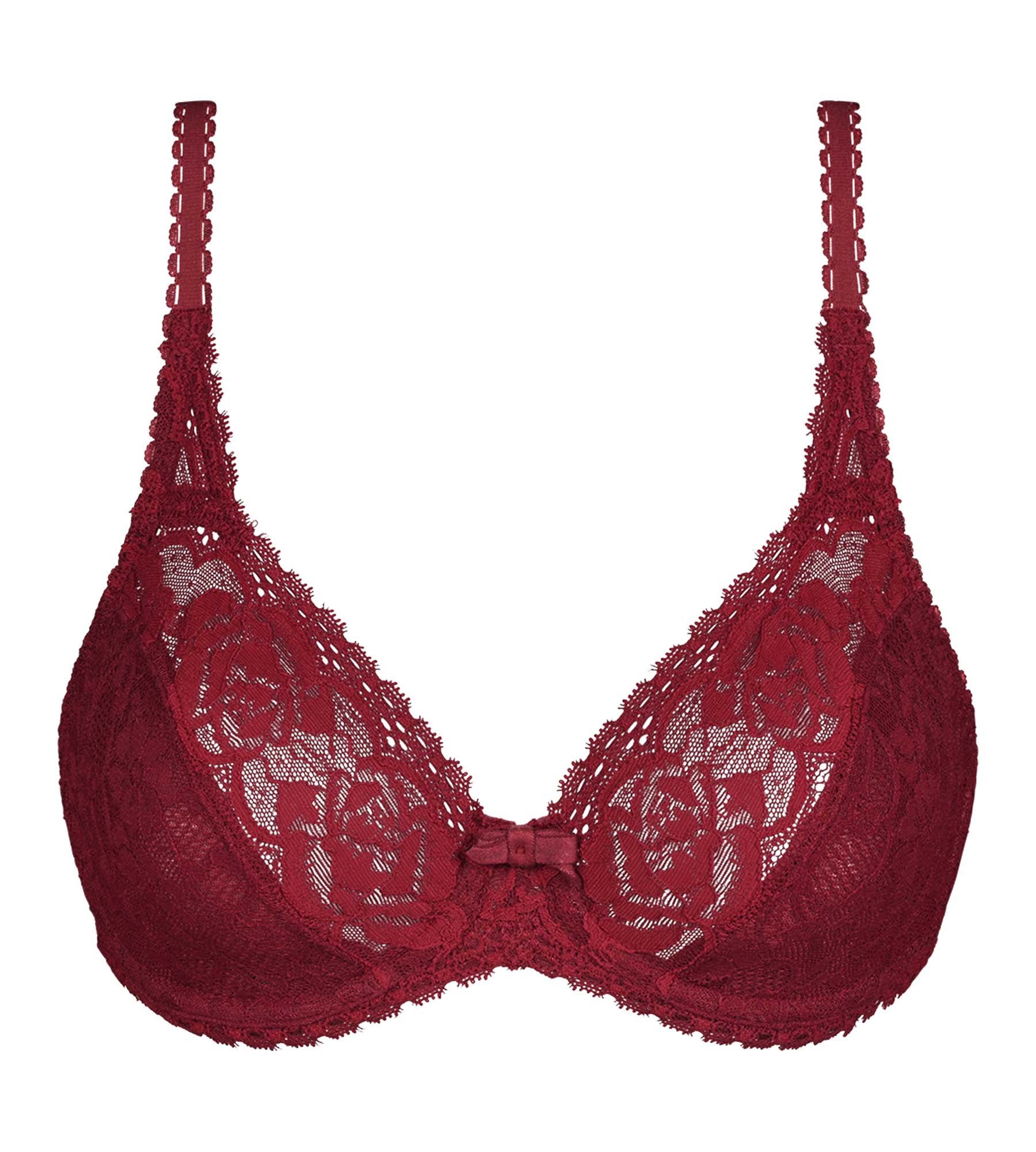 Underwired bra in black cherry Flower Elegance Recycled Playtex®