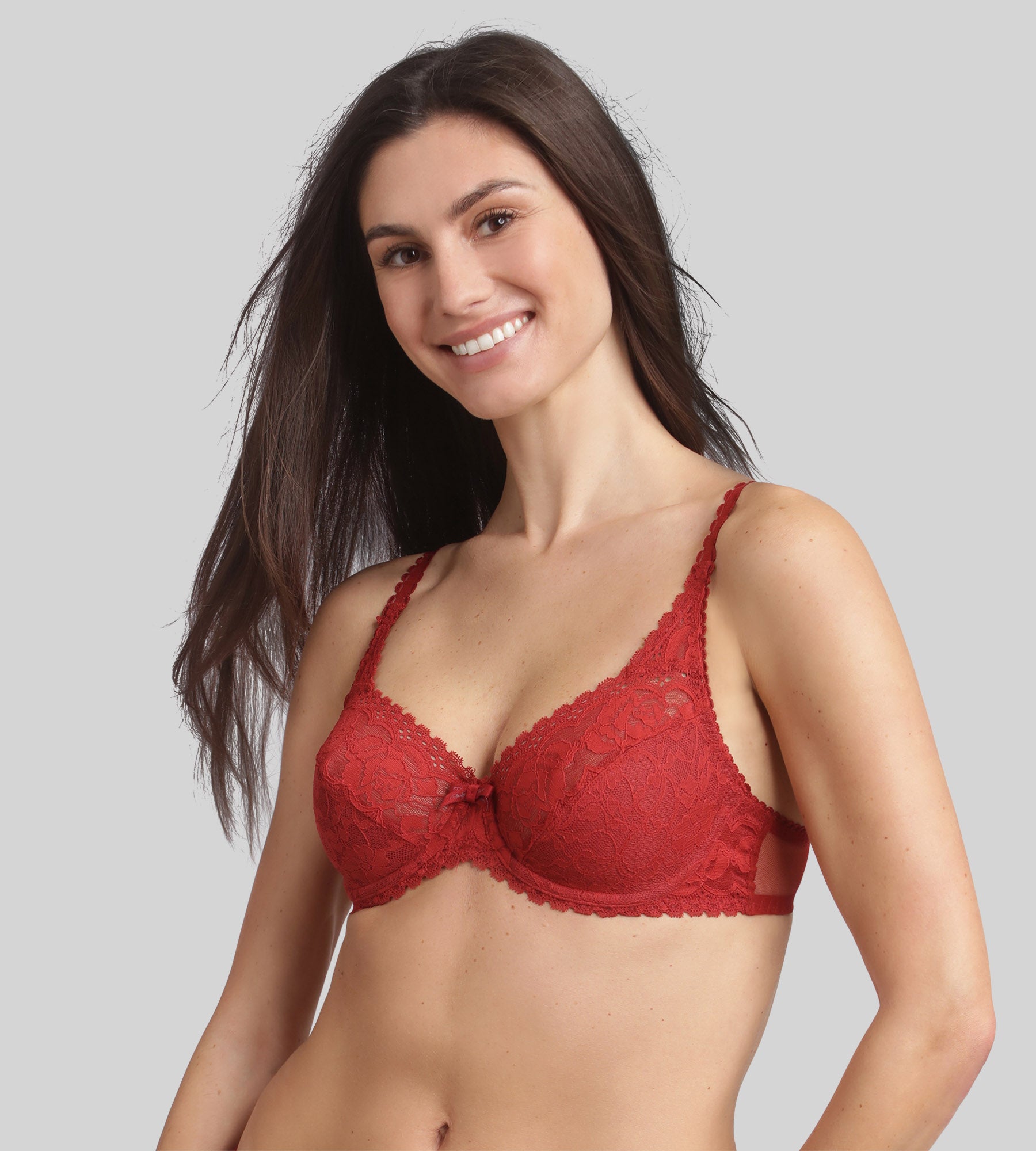 Underwired bra in red velvet Flower Elegance Recycled