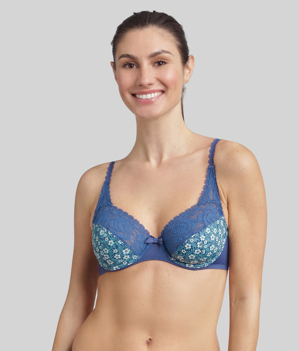 Playtex® Underwired bra in azure blue Flower Elegance Micro Recycled