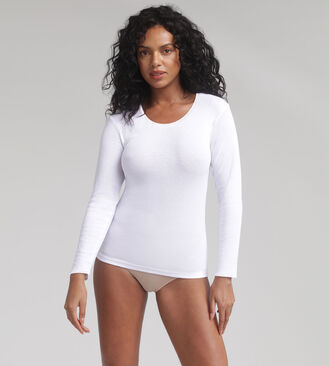 Long-sleeved t-shirt in white Cotton Liberty, , PLAYTEX