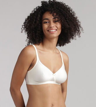Non-Wired Full Cup Bra in Ivory - Satiny Micro-Support, , PLAYTEX