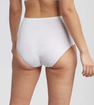 Elastic Ribbed Cotton High Waist Panty - Knickers - Brief - White