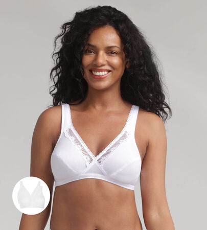 Pack of 2 non-wired bras in white Classic Cotton Support