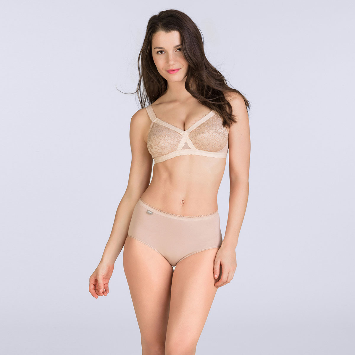 Beige Non-wired Bra - Cross your Heart Lace, , PLAYTEX