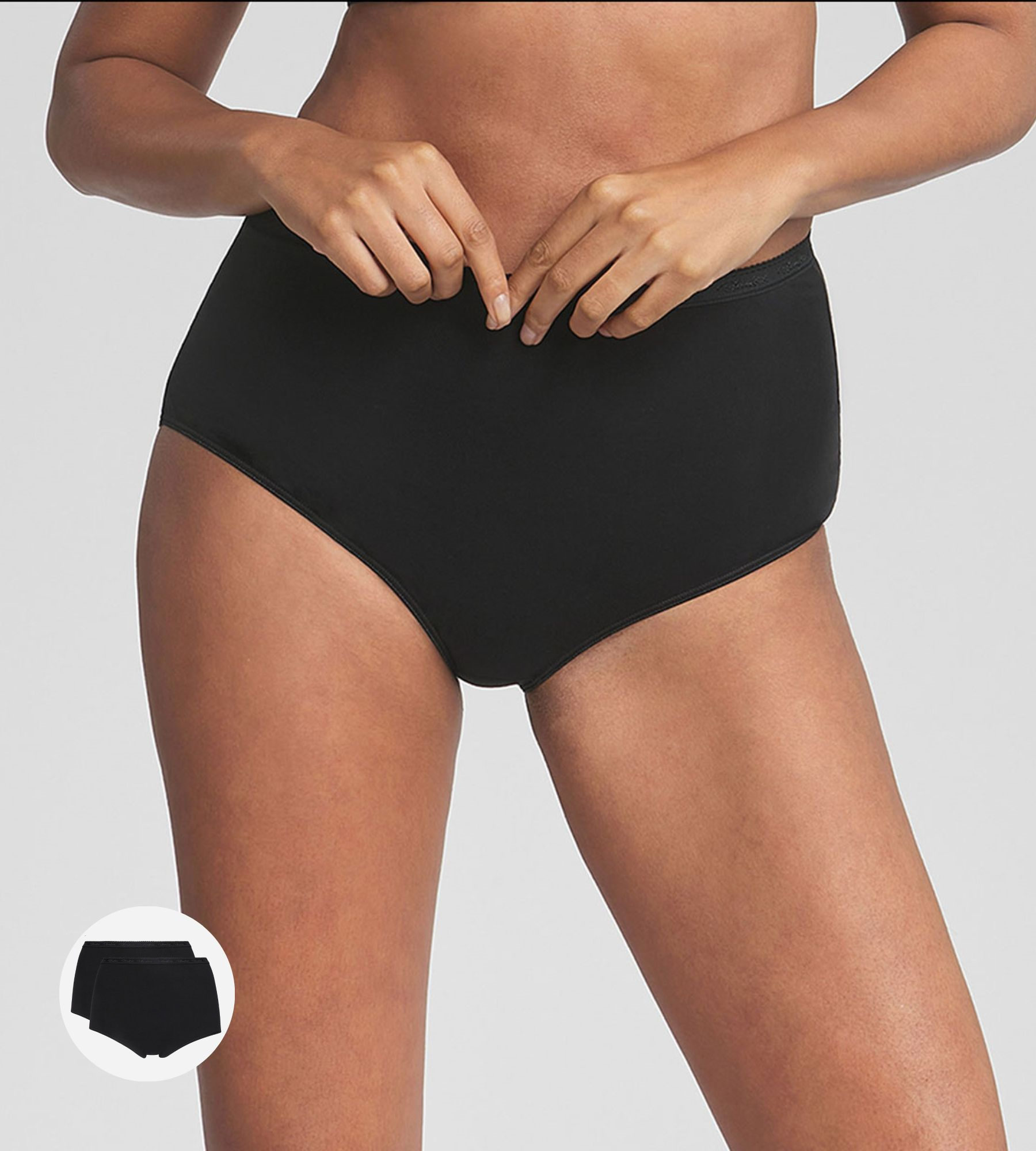 Pack of 2 full knickers in black Organic Cotton, , PLAYTEX