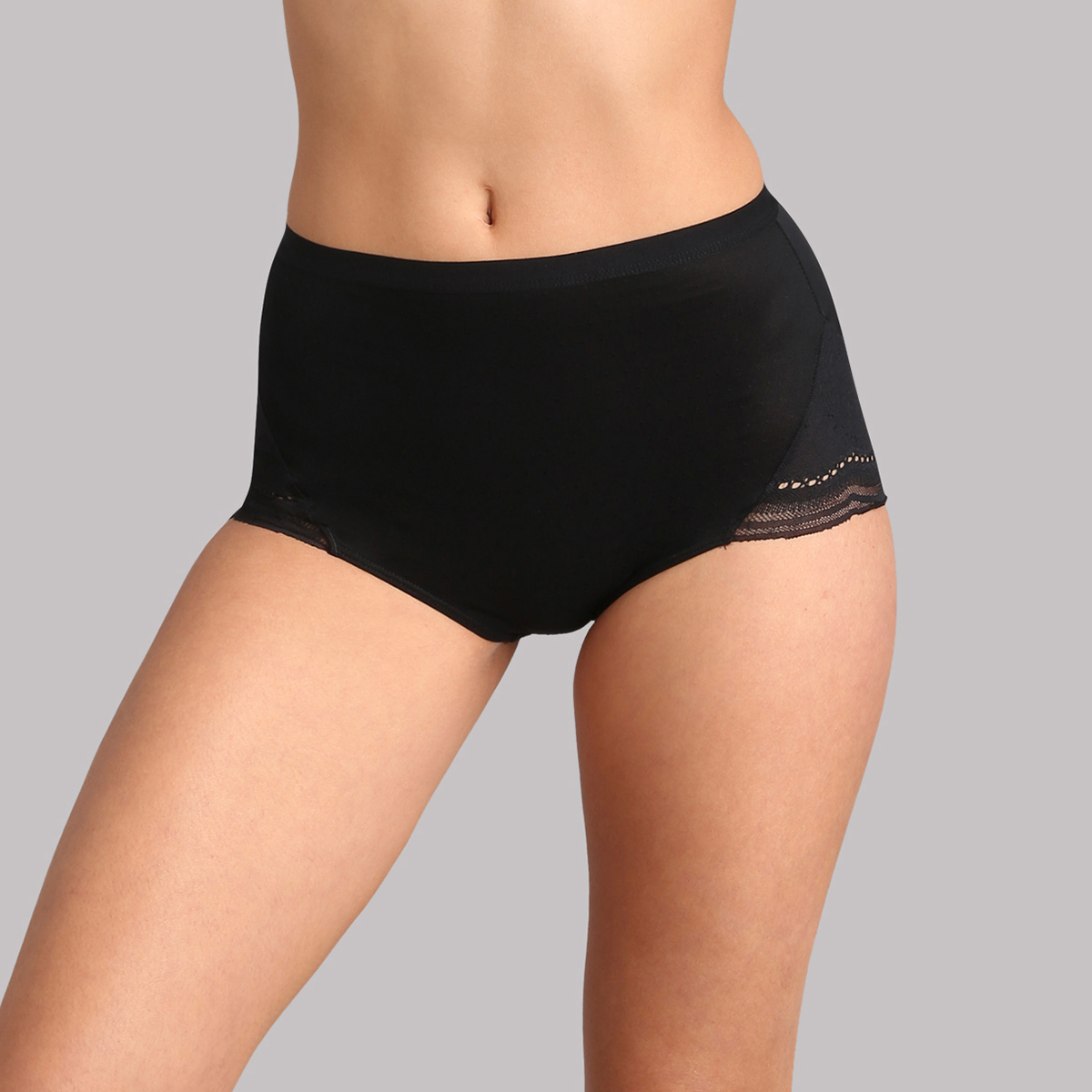 High rise knickers in black lace - Secret Comfort, , PLAYTEX